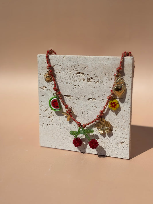 Collier Fiesta Sol rouge